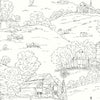 Pasture Toile Wallpaper Wallpaper York Double Roll Black/White 