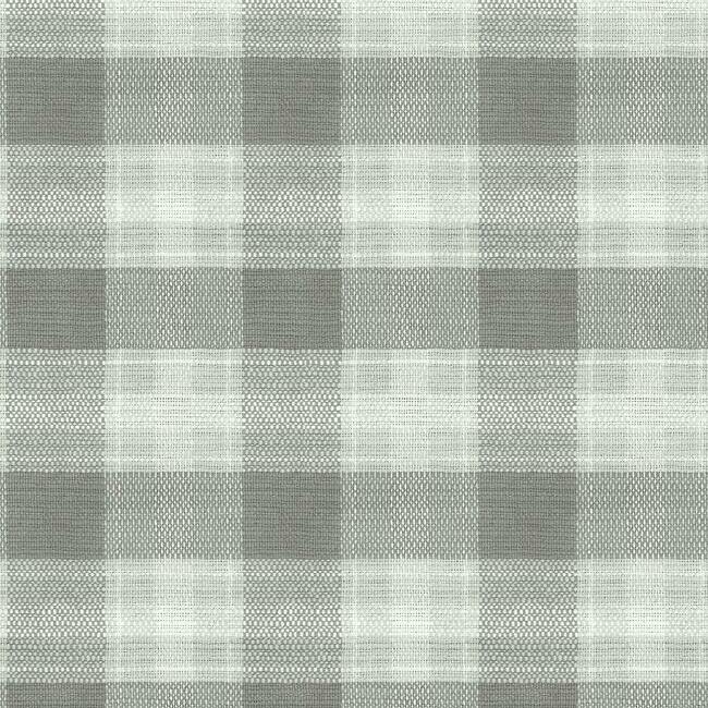 Woven Buffalo Check Wallpaper Wallpaper York Double Roll Grey 
