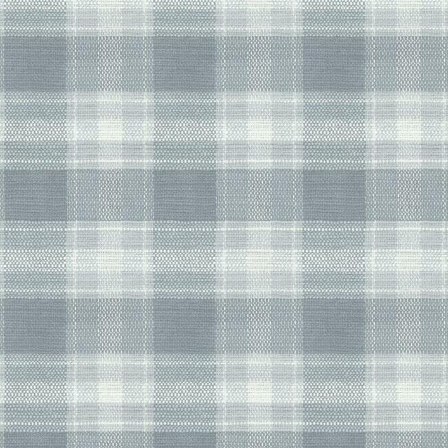 Woven Buffalo Check Wallpaper Wallpaper York Double Roll Blue 