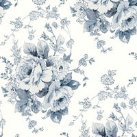 Heritage Rose Wallpaper Wallpaper York Double Roll Navy/White 