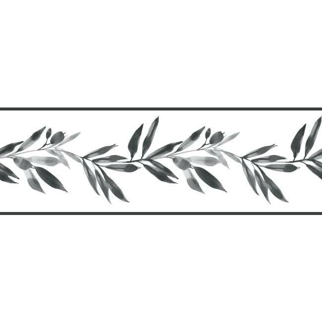 Olive Branch Wallpaper Border Wallpaper Border York Spool Black/White 
