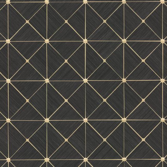 Dazzling Diamond Sisal Wallpaper Wallpaper York Sample Black/Gold