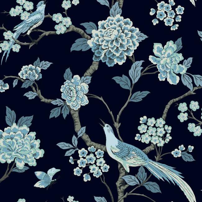 Fanciful Wallpaper Wallpaper York Double Roll Navy 