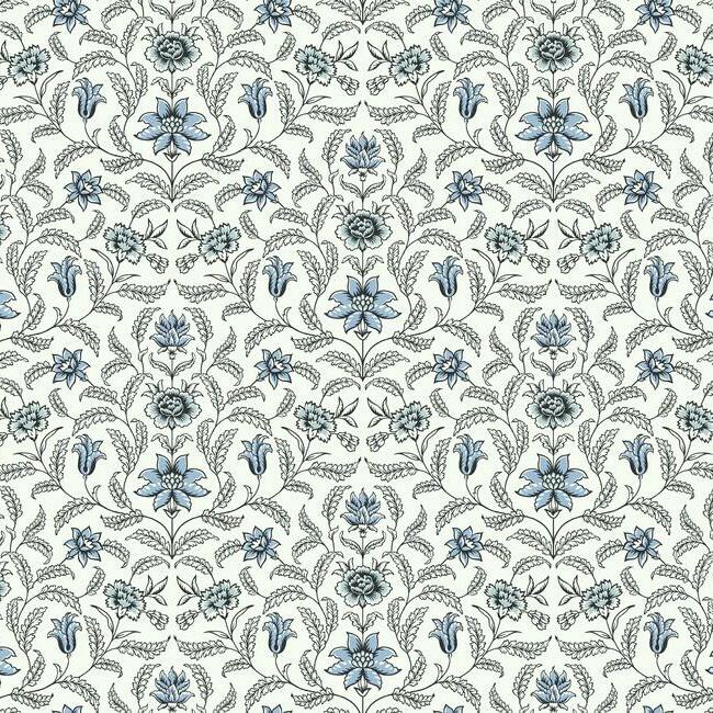 Vintage Blooms Wallpaper Wallpaper York Double Roll Blue 