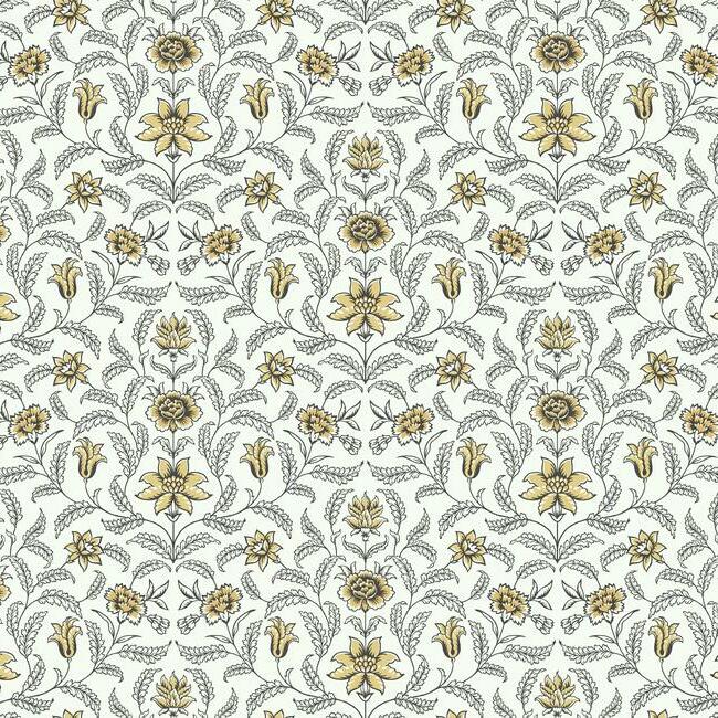 Vintage Blooms Wallpaper Wallpaper York Double Roll Yellow 