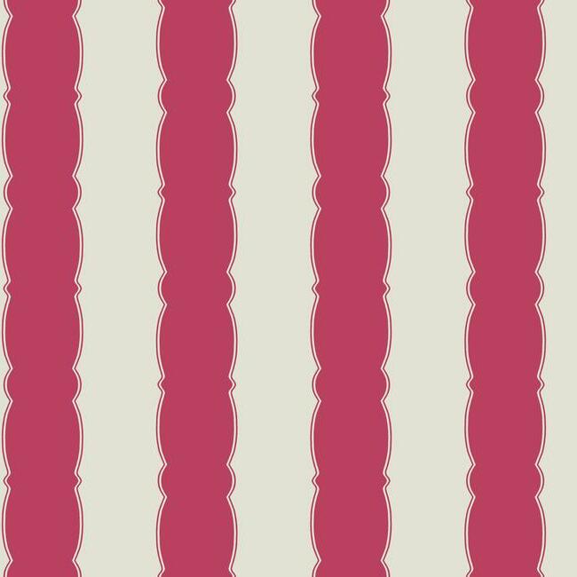 Scalloped Stripe Wallpaper Wallpaper York Double Roll Crimson 
