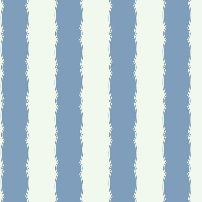 Scalloped Stripe Wallpaper Wallpaper York Double Roll Blue 