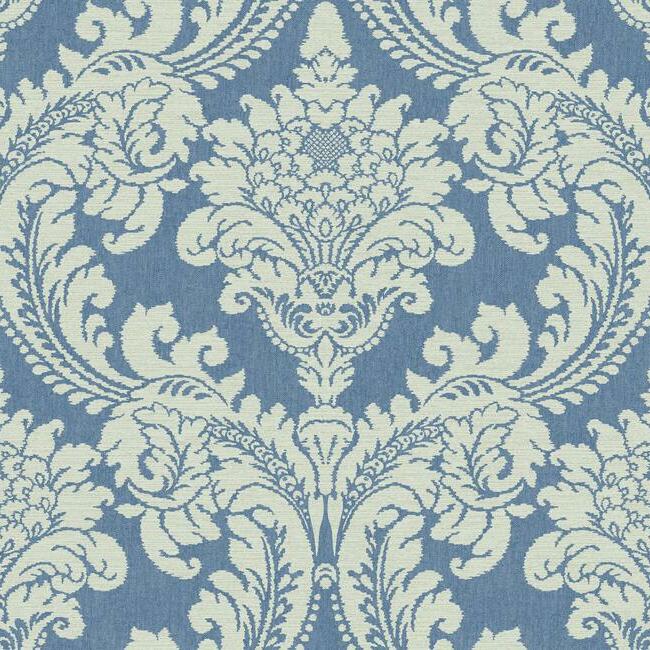 Tapestry Damask Wallpaper Wallpaper York Double Roll Blue 