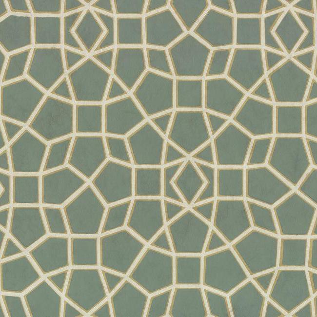 Sculptural Web Wallpaper Wallpaper Ronald Redding Designs Double Roll Dark Green/Gold 