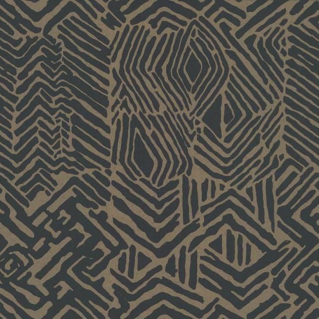 Tribal Print Wallpaper Wallpaper Ronald Redding Designs Double Roll Black/Brown 