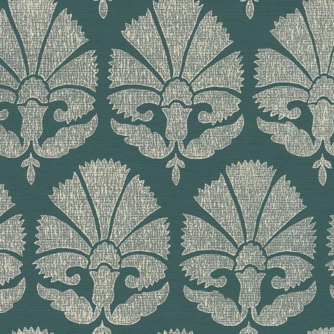 Ottoman Fans Wallpaper Wallpaper Ronald Redding Designs Double Roll Deep Teal/Cream 