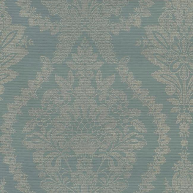 Heritage Damask Wallpaper Wallpaper Ronald Redding Designs Double Roll Blue 
