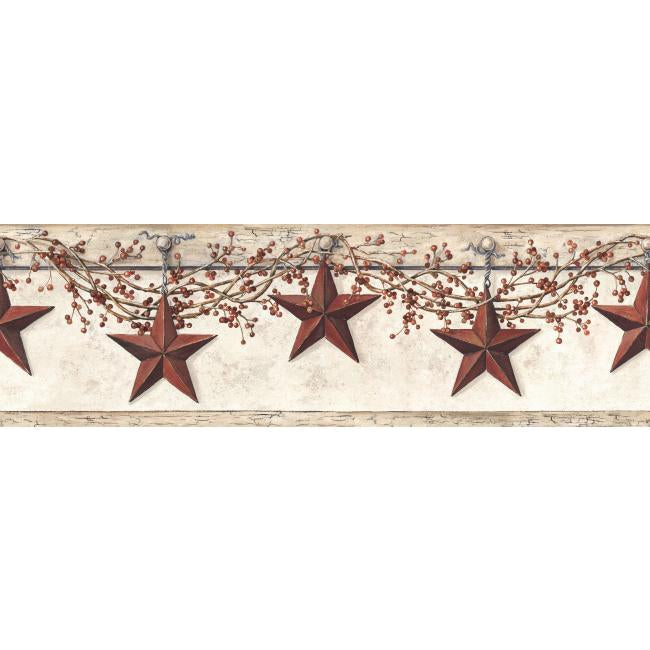 Hanging Star Wallpaper Border Wallpaper Border York Spool Off White/Khaki 