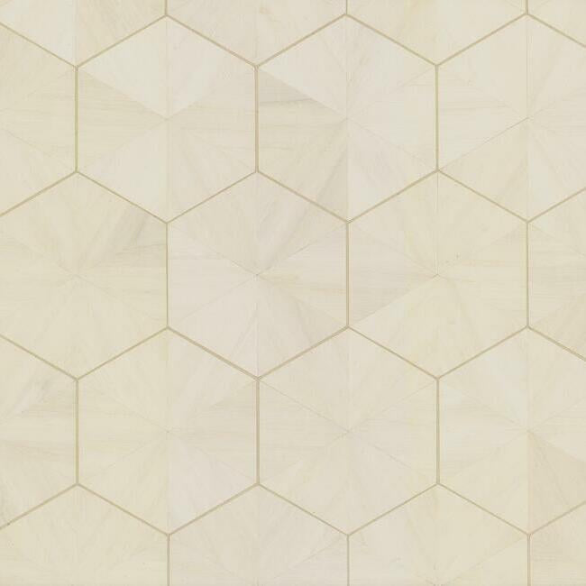 Hexagram Wood Veneer Wallpaper Wallpaper Ronald Redding Designs Yard Ivory 