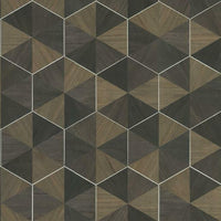 Hexagram Wood Veneer Wallpaper Wallpaper Ronald Redding Designs Yard Smoke 