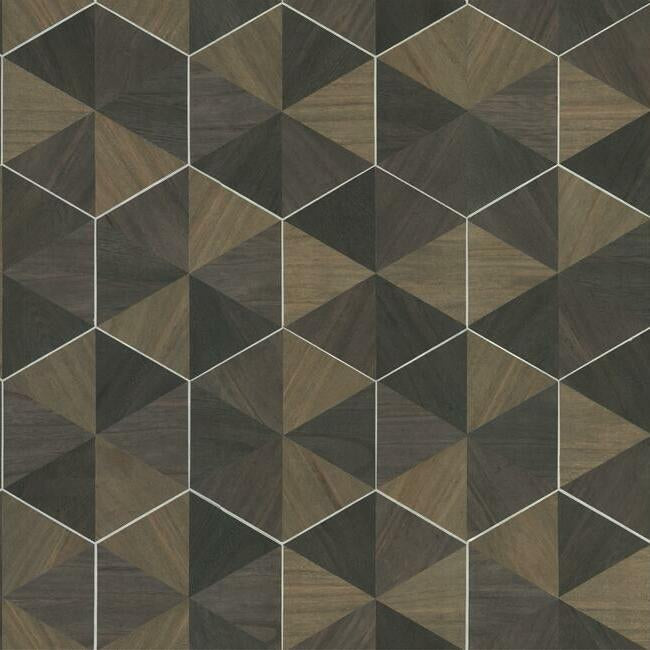 Hexagram Wood Veneer Wallpaper Wallpaper Ronald Redding Designs Yard Smoke 