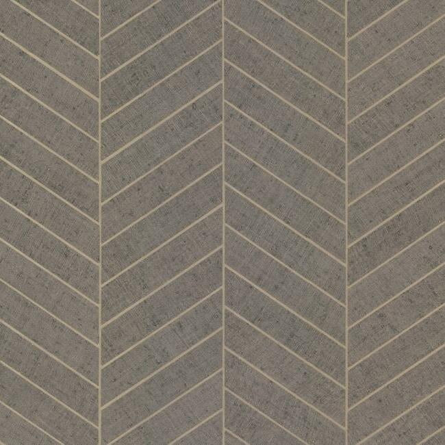 Atelier Herringbone Wallpaper Wallpaper Ronald Redding Designs Yard Natural Grey 