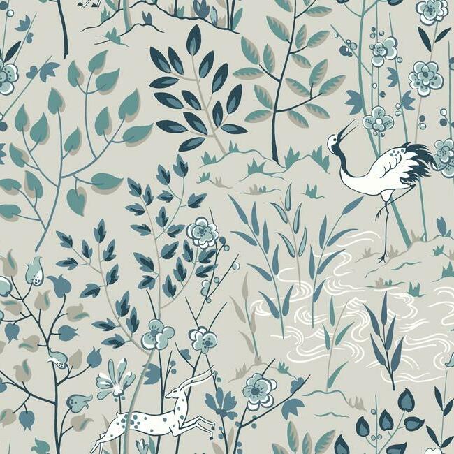 Aspen Wallpaper Wallpaper Ronald Redding Designs Double Roll Steel Blue 