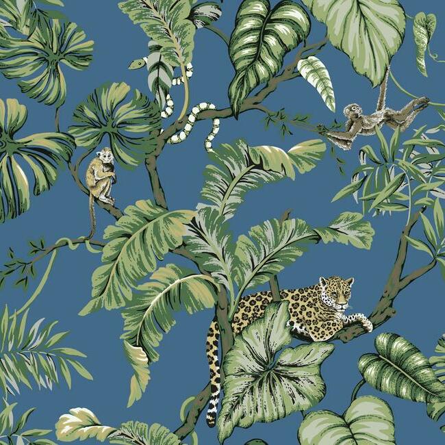 Jungle Cat Wallpaper Wallpaper Ronald Redding Designs Double Roll Cobalt 
