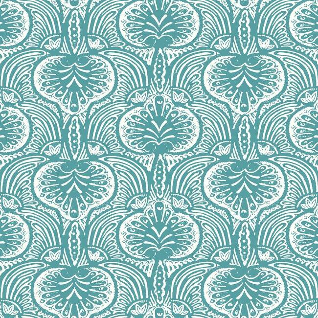 Lotus Palm Wallpaper Wallpaper Ronald Redding Designs Double Roll Aqua 