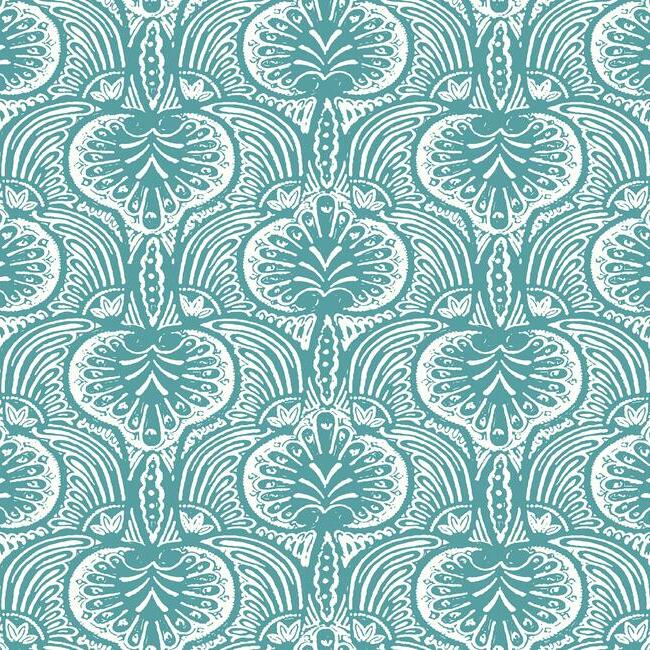Lotus Palm Wallpaper Wallpaper Ronald Redding Designs Double Roll Aqua 