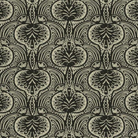 Lotus Palm Wallpaper Wallpaper Ronald Redding Designs Double Roll Ecru/Black 