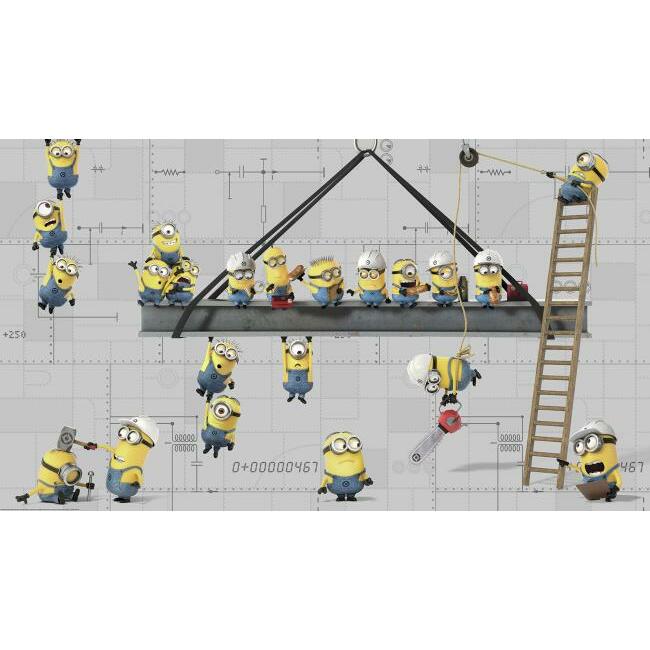 Minions At Work XL Wall Mural Wall Mural RoomMates Each Gray 