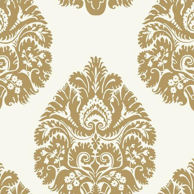Teardrop Damask Wallpaper Wallpaper Ronald Redding Designs Double Roll Gold 