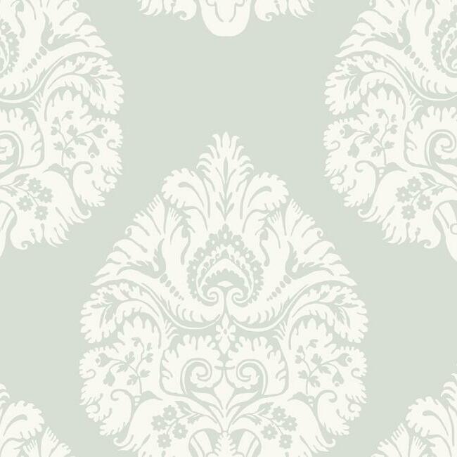 Teardrop Damask Wallpaper Wallpaper Ronald Redding Designs Double Roll Light Grey 