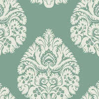 Teardrop Damask Wallpaper Wallpaper Ronald Redding Designs Double Roll Teal 