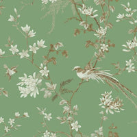 Bird And Blossom Chinoserie Wallpaper Wallpaper Ronald Redding Designs Double Roll Green 