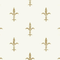 Fleur De Lis Wallpaper Wallpaper Ronald Redding Designs Double Roll White/Gold 