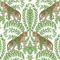 Jungle Leopard Wallpaper Wallpaper Ronald Redding Designs Double Roll White/Green 