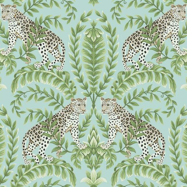 Jungle Leopard Wallpaper Wallpaper Ronald Redding Designs Double Roll Teal 