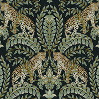 Jungle Leopard Wallpaper Wallpaper Ronald Redding Designs Double Roll Black/Green 