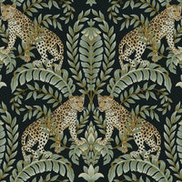 Jungle Leopard Wallpaper Wallpaper Ronald Redding Designs Double Roll Black/Green 