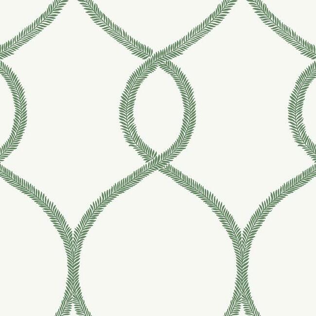 Laurel Leaf Ogee Wallpaper Wallpaper Ronald Redding Designs Double Roll Green 