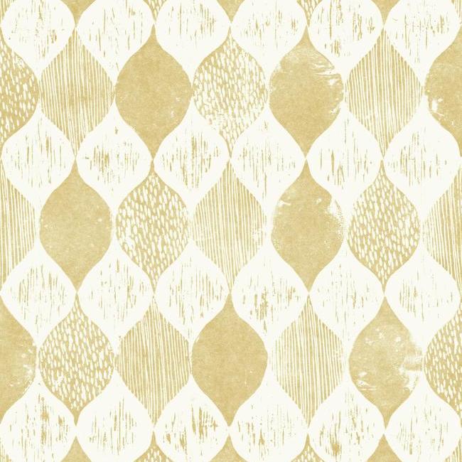 Woodblock Print Wallpaper Wallpaper Magnolia Home Double Roll Yellow 