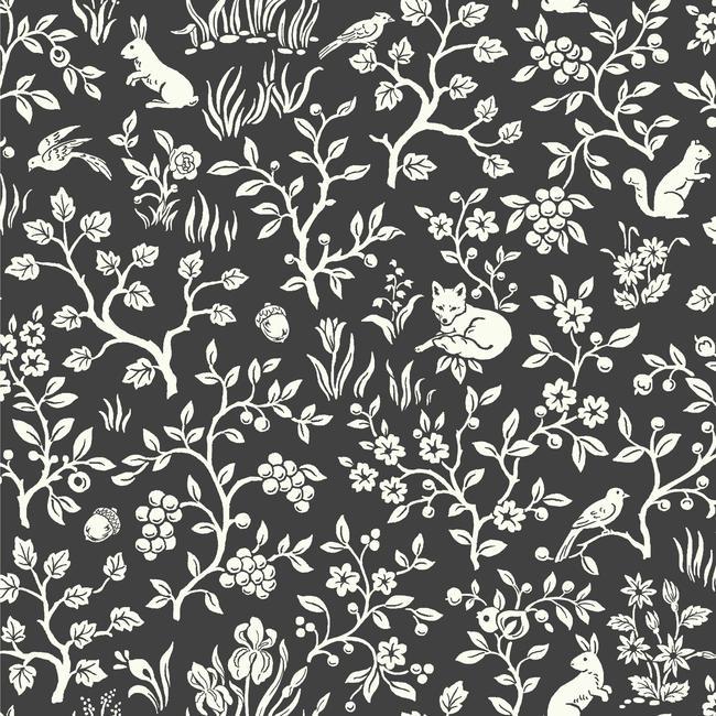 Fox & Hare Wallpaper Wallpaper Magnolia Home Double Roll Straight Black 