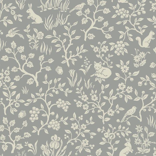 Fox & Hare Wallpaper Wallpaper Magnolia Home Double Roll Grey 