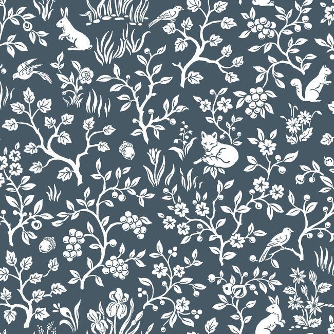 Fox & Hare Wallpaper Wallpaper Magnolia Home Double Roll Navy 