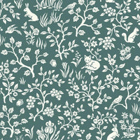 Fox & Hare Wallpaper Wallpaper Magnolia Home Double Roll Weekends/Teal 