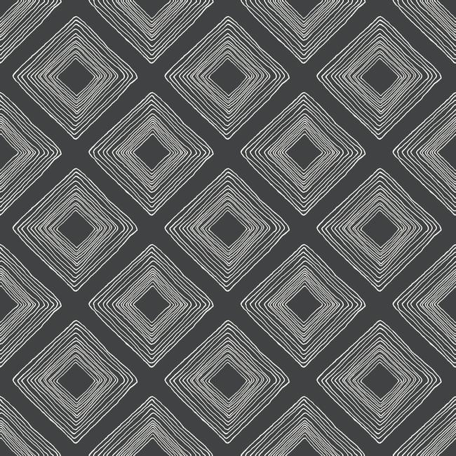 Diamond Sketch Wallpaper Wallpaper Magnolia Home Double Roll White On Black 