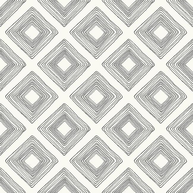 Diamond Sketch Wallpaper Wallpaper Magnolia Home Double Roll Black On White 