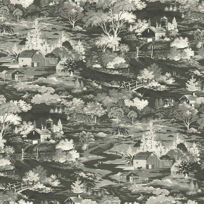 Homestead Wallpaper Wallpaper Magnolia Home Double Roll Grayscale 