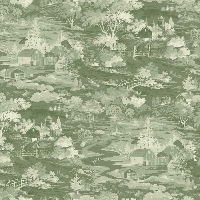 Homestead Wallpaper Wallpaper Magnolia Home Double Roll Dark Olive 