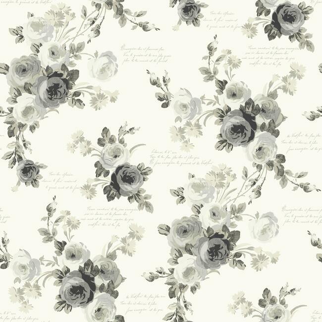 Heirloom Rose Wallpaper Wallpaper Magnolia Home Sample Grey/Buff