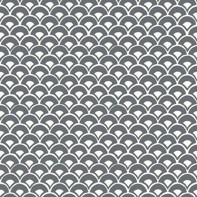 Stacked Scallops Wallpaper Wallpaper Magnolia Home Double Roll Charcoal 