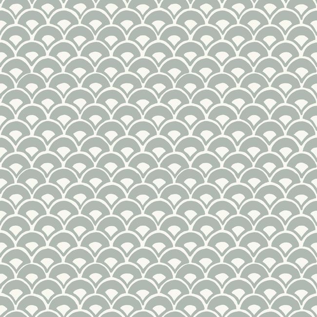 Stacked Scallops Wallpaper Wallpaper Magnolia Home Double Roll Blue-Grey 