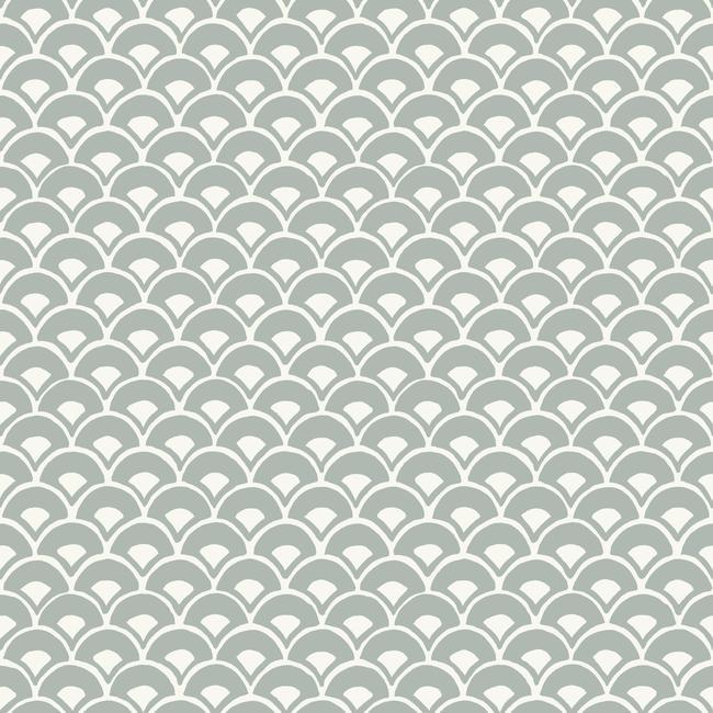 Stacked Scallops Wallpaper Wallpaper Magnolia Home Double Roll Blue-Grey 
